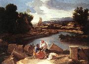 POUSSIN, Nicolas Landscape with St Matthew and the Angel sg oil painting artist